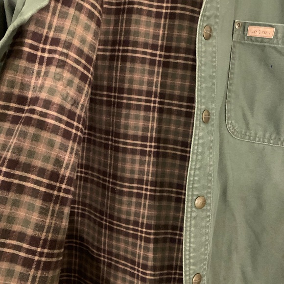 Carhartt  Olive Green Flannel Lined Men's Shirt Jacket Size Large - Picture 4 of 7